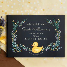 Rub-A-Dub-Dub Gelber Gummi Ducky Floral Garden Gästebuch