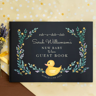 Rub-A-Dub-Dub Gelber Gummi Ducky Floral Garden Gästebuch