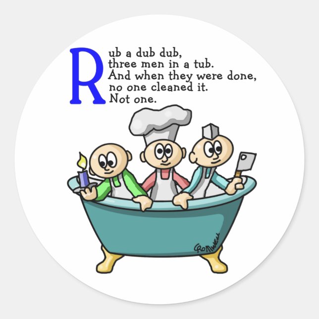 Rub A Dub Dub Runder Aufkleber (Vorderseite)
