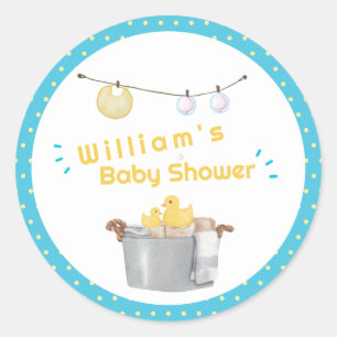 Rub A Dub Dub Wäscheleine Gummiente Baby Shower Runder Aufkleber