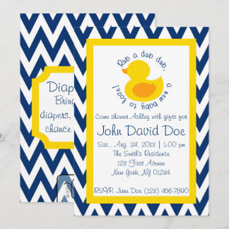 Rub-a-dub Kinderdusche Einladung - Blau