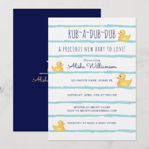 Rub-A-Dub Niedlicher gelber Gummi Ducky Babydusche Einladung