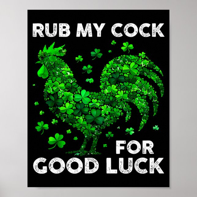Rub My For Good Luck Funny St Patrick's Day Chicke Poster (Vorne)