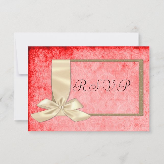 Ruban à crème vintage et mariage rouge RSVP (Devant)