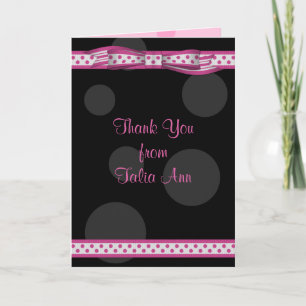 Ruban à pois noir et rose Bat Mitzvah Merci