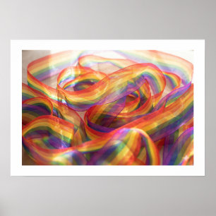 Ruban arc-en-ciel en cascade transparent. affiche