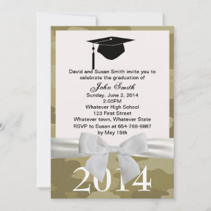 Ruban Blanc Et Camouflage Graduation Invitation