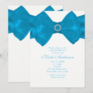 Ruban bleu et diamants Invitations de douche nupti