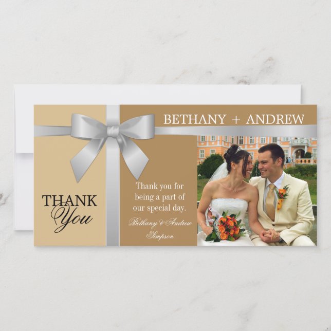 Ruban d'argent et Merci de Mariage d'or antique (Devant)