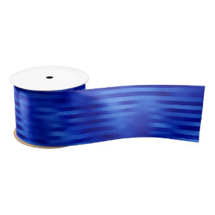 Ruban de satin bleu royal à rayures en feuille mét