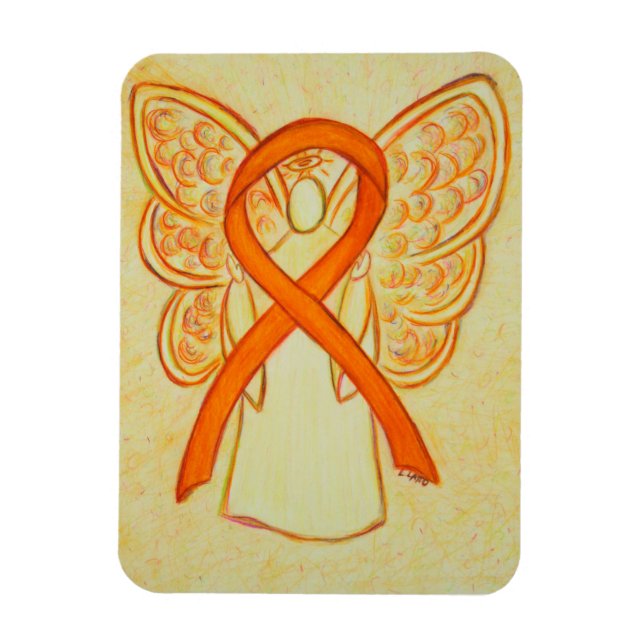 Ruban de sensibilisation orange Angel Magnet d'art (Vertical)