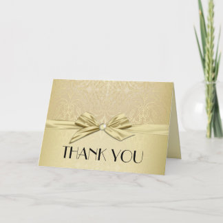 Ruban d'or Elegant Carte de remerciements Damask