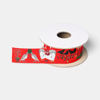 Ruban En Satin 12 Jours de Noël Rouge