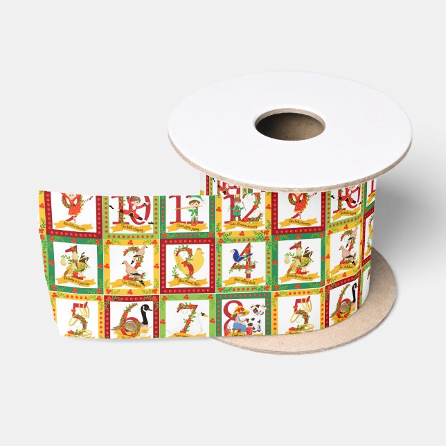 Ruban En Satin 12 Jours de papier d'enveloppement de Noël (Bobine)