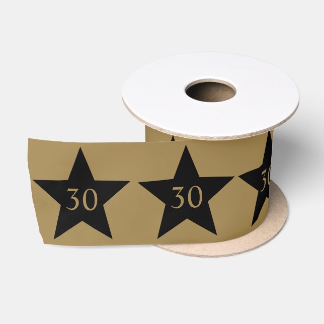 Ruban En Satin 30e anniversaire Gold Black Star (Bobine)