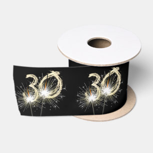 Ruban En Satin 30e anniversaire Sparklers de fête sur noir