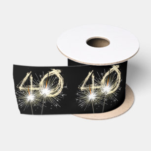 Ruban En Satin 40e anniversaire Sparklers de fête sur noir