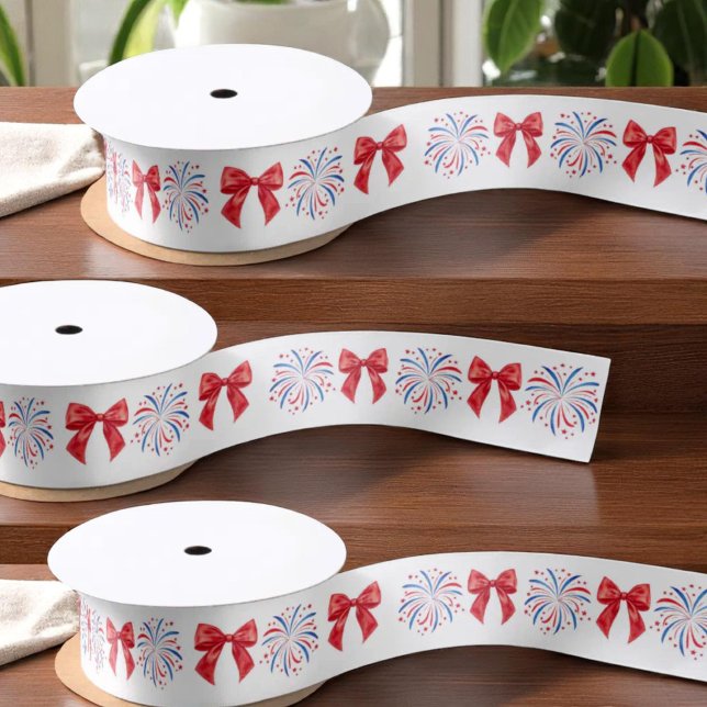 Ruban En Satin 4 juillet blanc rouge et bleu patriotique American (Créateur téléchargé)