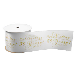 Ruban En Satin 50e anniversaire de mariage Or Blanc