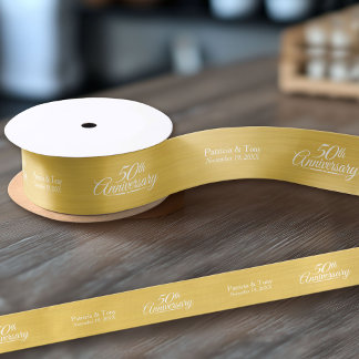 Ruban En Satin 50e anniversaire du Mariage Golden personnalisé