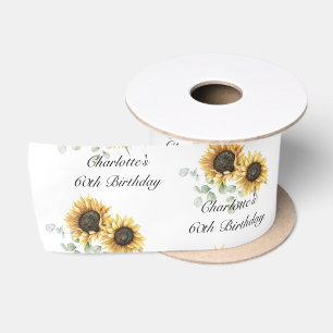 Ruban En Satin 60e anniversaire floral tournesol Eucalyptus Perso