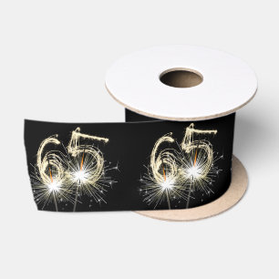 Ruban En Satin 65e anniversaire Sparklers de fête sur noir