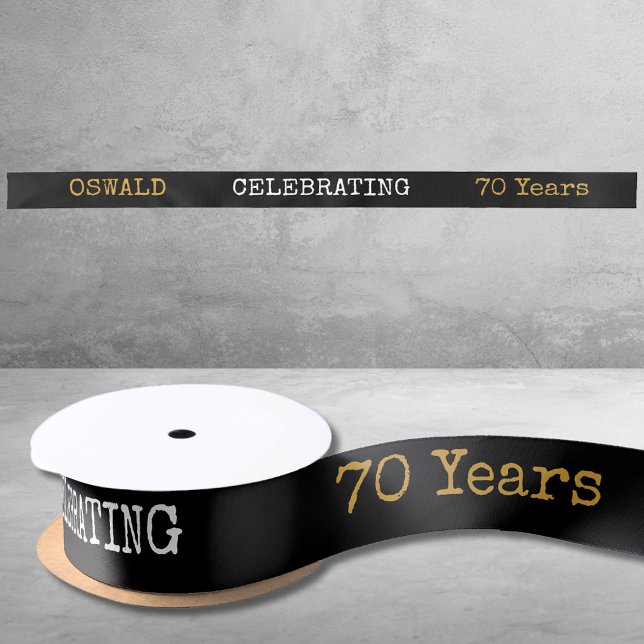 Ruban En Satin 70e anniversaire Legendary Black Gold Retro (70th Birthday Legendary Black Gold Retro Satin Ribbon
)