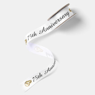 Ruban En Satin 75e anniversaire avec anneaux de mariage en or
