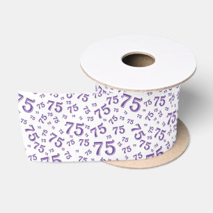 Ruban En Satin 75ème motif de nombre aléatoire moderne violet/bla