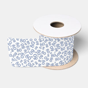 Ruban En Satin 80ème Motif aléatoire moderne bleu/blanc