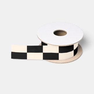 Ruban En Satin À carreaux noir et crème
