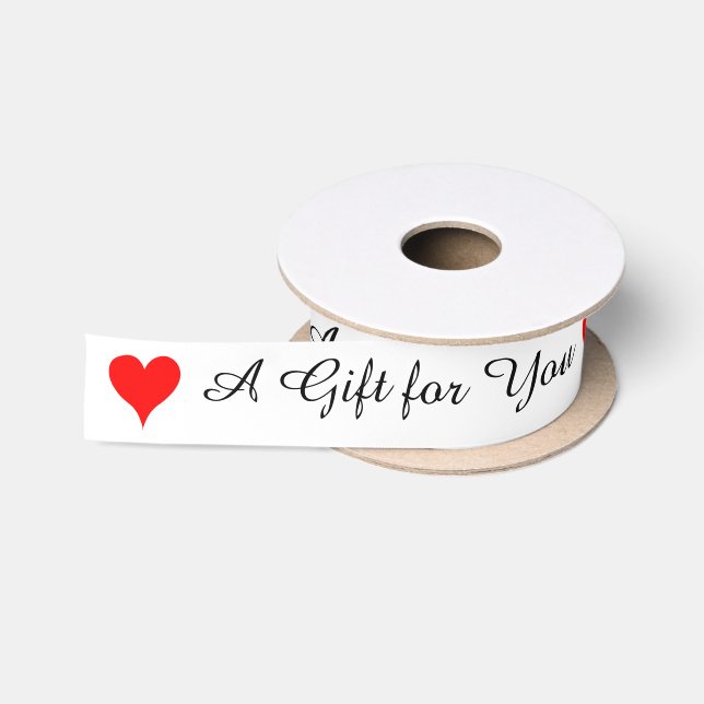 Ruban En Satin A Gift for You Red Hearts (Bobine)