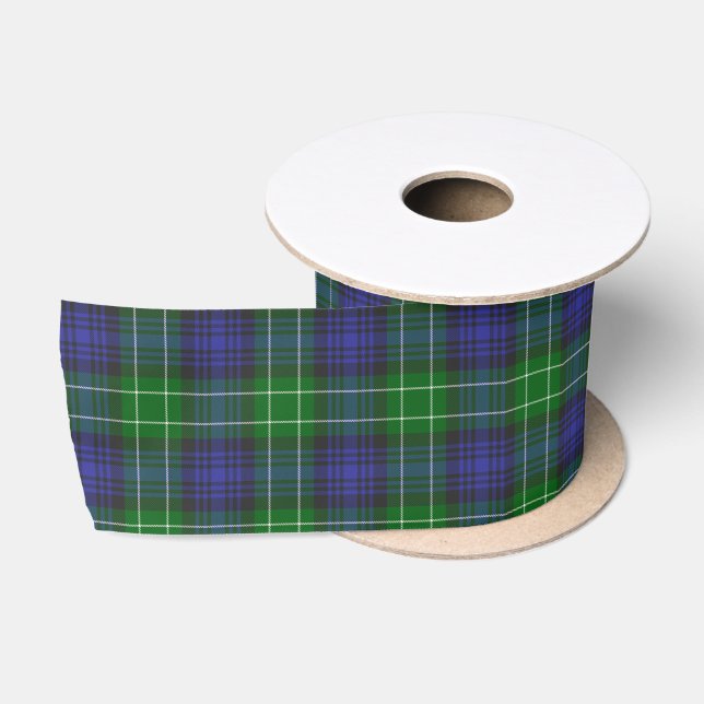 Ruban En Satin Abercrombie Blue Green Tartan Plaid Scottish (Bobine)