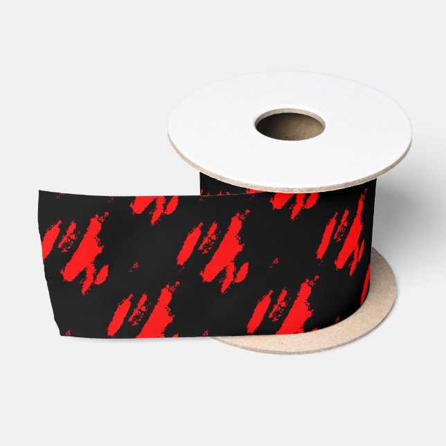 Ruban En Satin Abstrait noir et rouge (Bobine)
