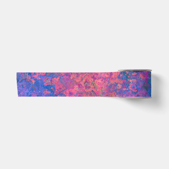Ruban En Satin Abstrait, rose, violet et bleu, encre d'alcool (Devant)