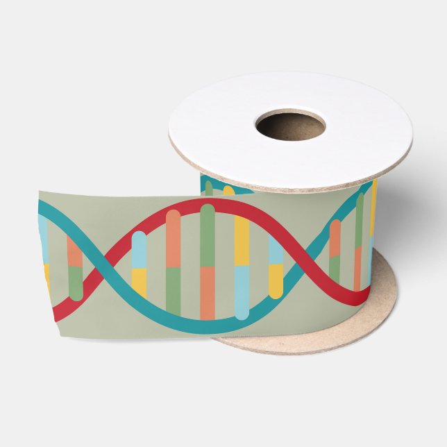Ruban En Satin ​ ADN ​ milieu du siècle Moderne Biologie STEM Gri (Bobine)