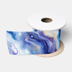 Ruban En Satin Agate Céleste Motif de Pierre de Galaxie Abstrai
