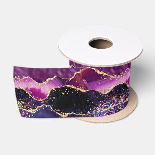 Ruban En Satin Agate des séquences de Parties scintillant violet 