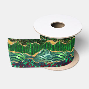 Ruban En Satin Agate Poster de animal Safari vert