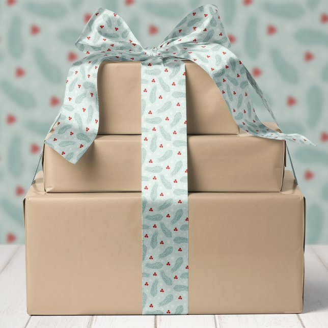 Ruban En Satin Aiguilles et baies de pin botanique Noël (Créateur téléchargé)