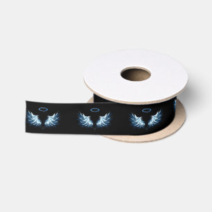 Ruban En Satin Ailes d'angle brillant bleu sur arrière - plan noi