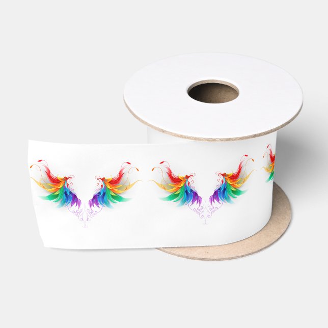 Ruban En Satin Ailes fluffy arc-en-ciel (Bobine)