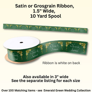 Ruban En Satin Ajouter des noms, 1,5" Violet Émeraude Vert & Or