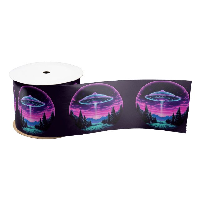 Ruban En Satin Alien vaisseau spatial rétro futuriste (Bobine)
