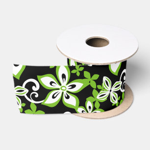 RUBAN EN SATIN ALOHA HAWAII (NOIR/LIME) SATIN RIBBON