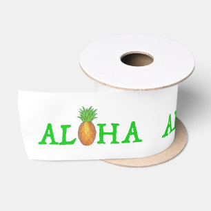 Ruban En Satin ALOHA Tropical Island Hawaii Pineappy Fruit Beach