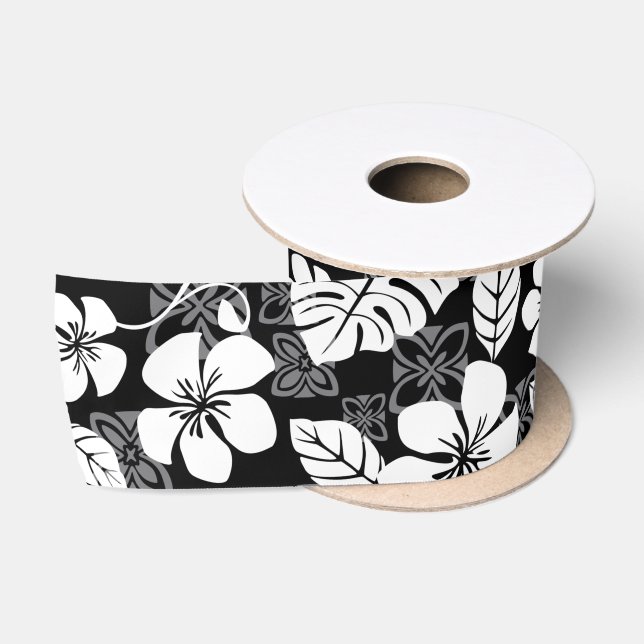 RUBAN EN SATIN ALOHA VENDREDI (NOIR) (Bobine)