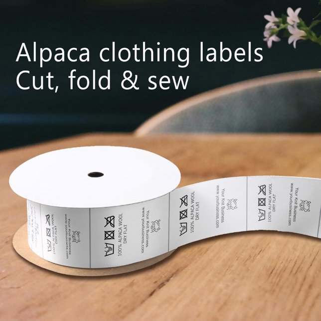 Ruban En Satin Alpaca laine vêtement étiquette Care logo mono (Créateur téléchargé)