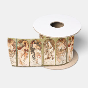 Ruban En Satin Alphonse Mucha Quatre Saisons Panneau Art nouveau