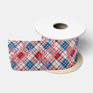 Ruban En Satin Americana Plaid Nom de famille Noël